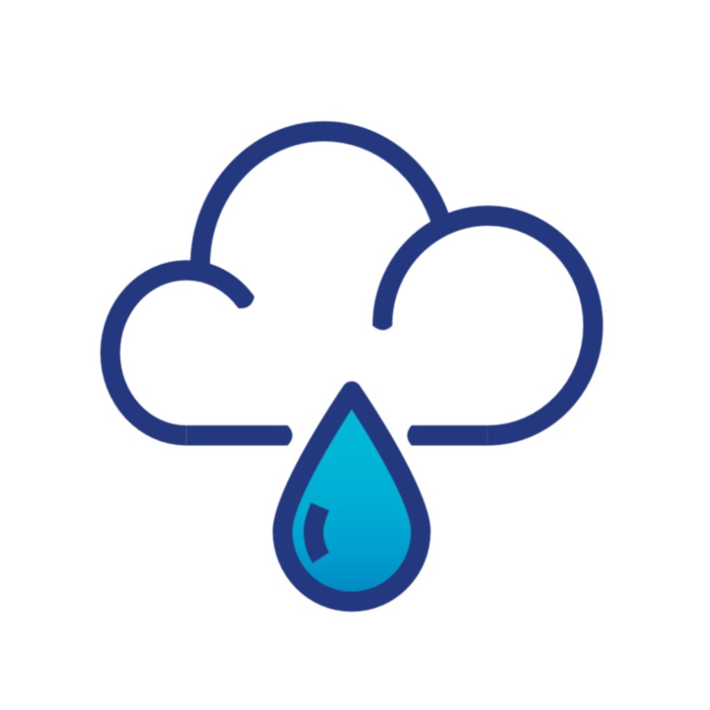 Illustrazione con nuvola e gocce d’acqua che rappresenta la gestione delle acque meteoriche con soluzioni innovative del WWEELab