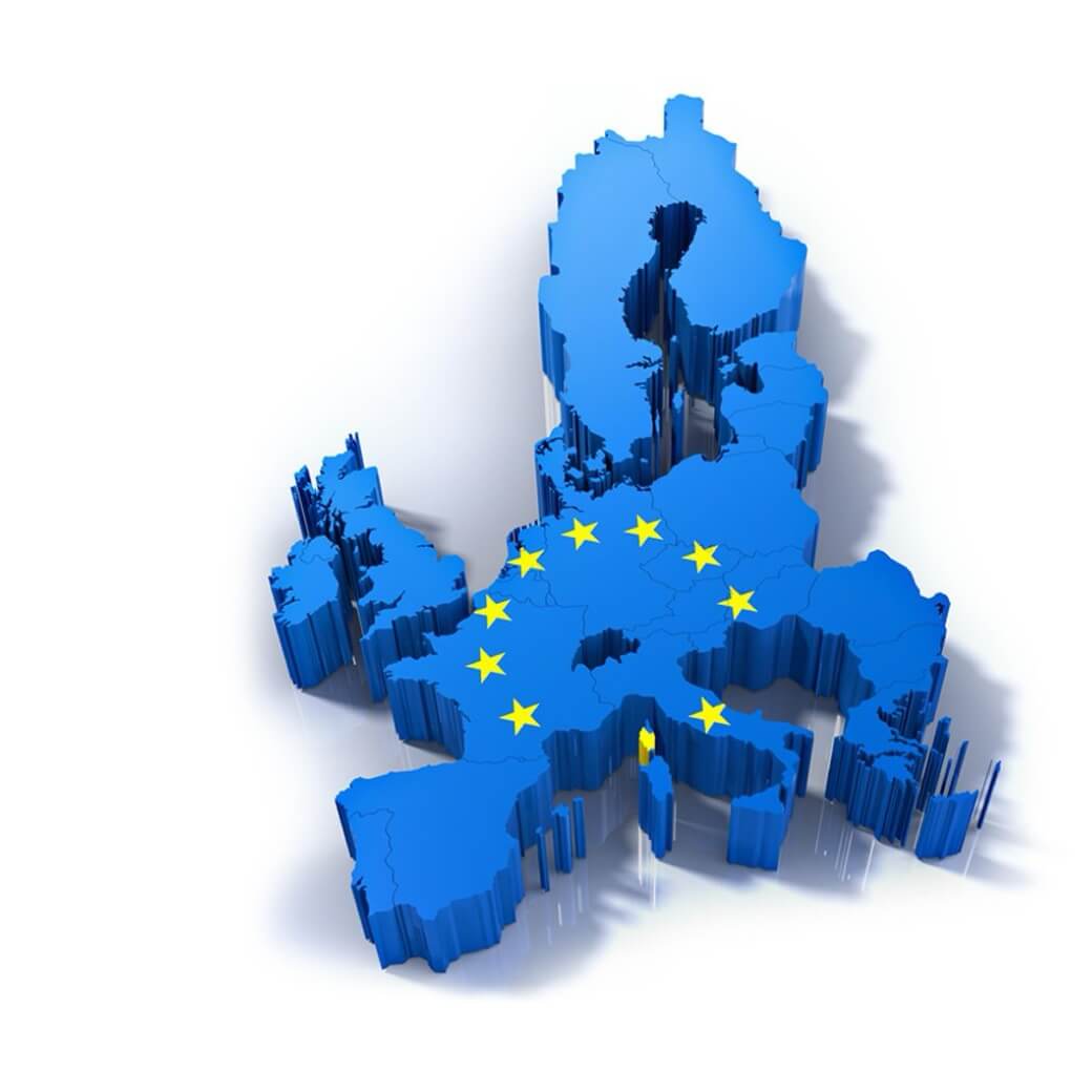 Immagine dell’Europa in blu a rappresentare i progetti di ricerca internazionali del laboratorio WWEELab dell’Università Politecnica delle Marche