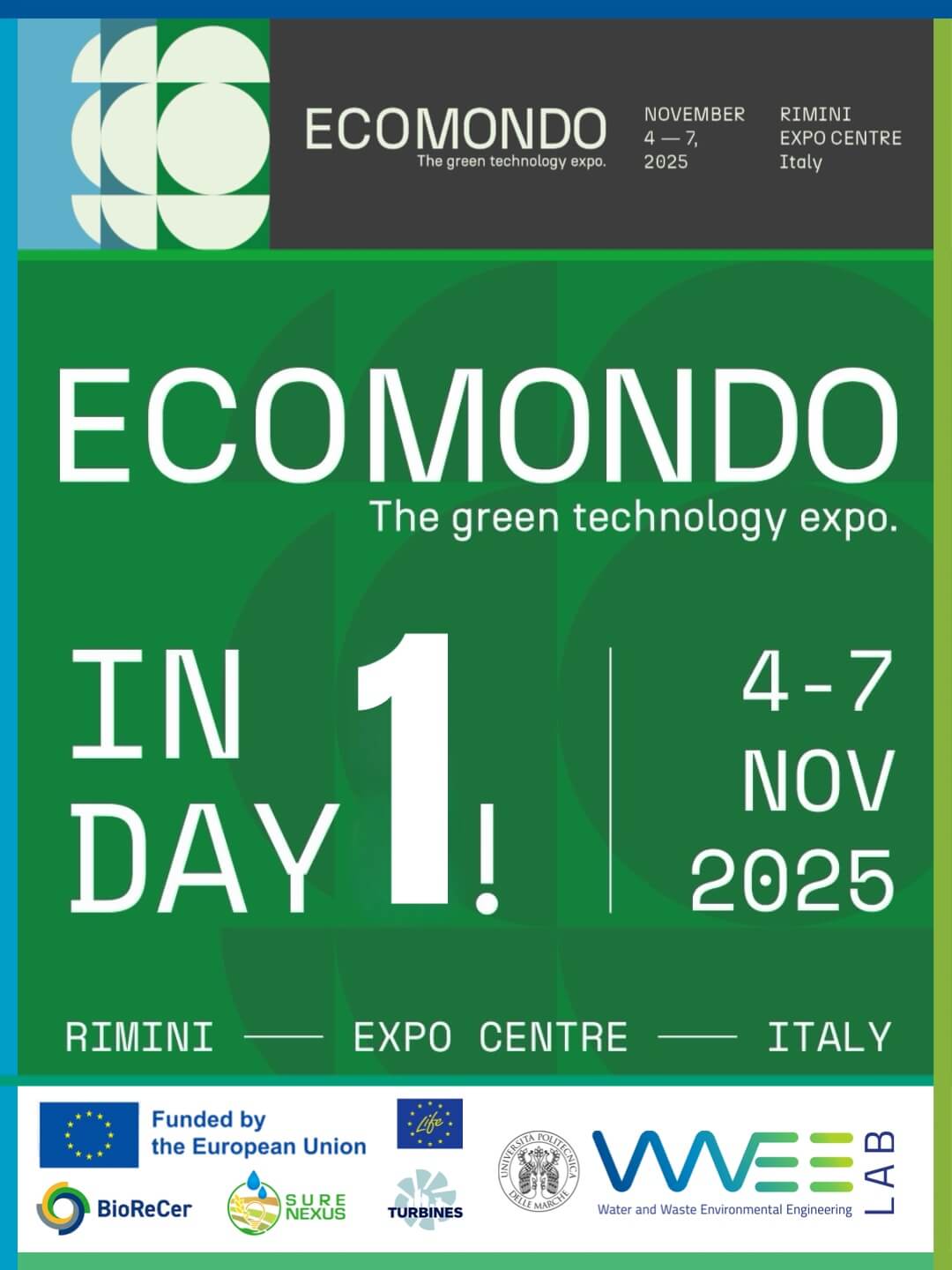 Ricercatori WWEELab presentano i progetti europei SURE-NEXUS, LIFE Turbines e BIORECER a Ecomondo 2025
