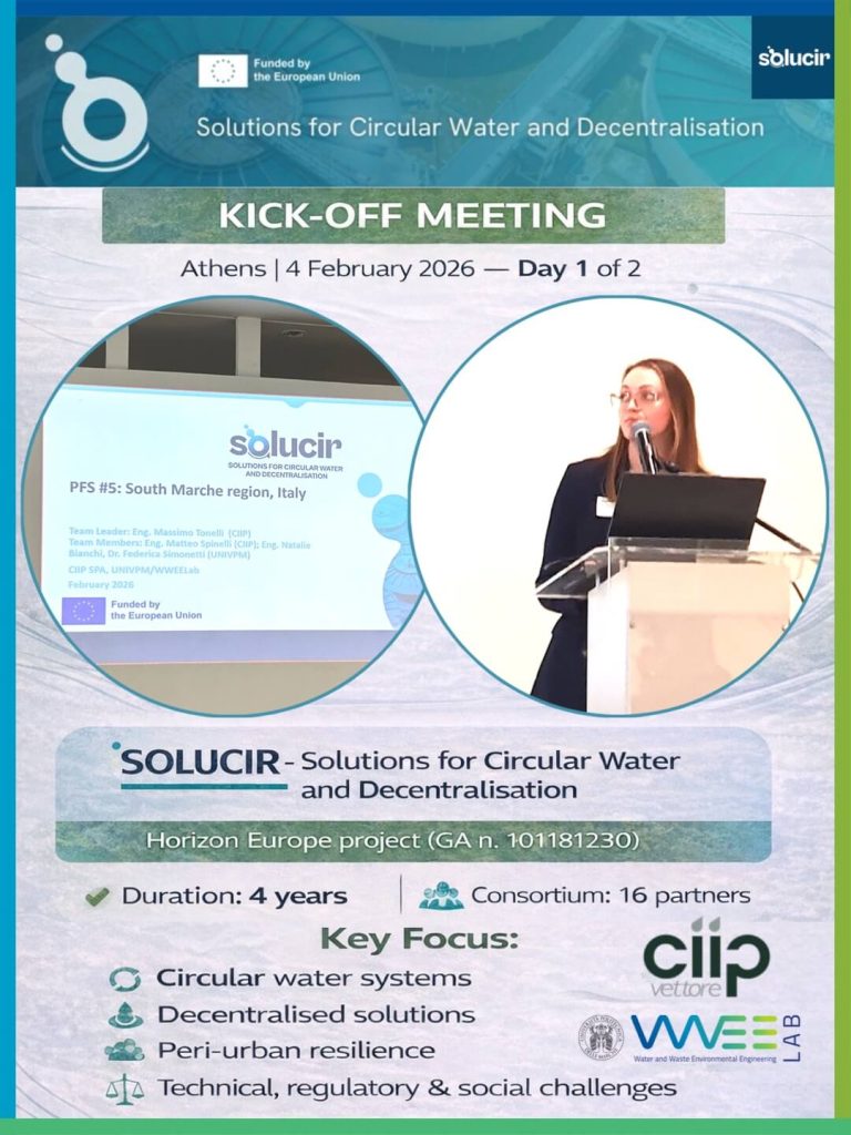 Si è tenuto ad Atene il meeting di avvio del progetto SOLUCIR Horizon Europe, con i partecipanti che hanno preso parte al primo giorno di sessioni tecniche sui sistemi idrici circolari e decentralizzati.