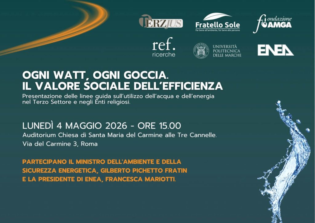 Prof.ssa Anna Laura Eusebi di UNIVPM WWEELab relatrice all’evento nazionale su acqua ed efficienza energetica del Terzo Settore a Roma