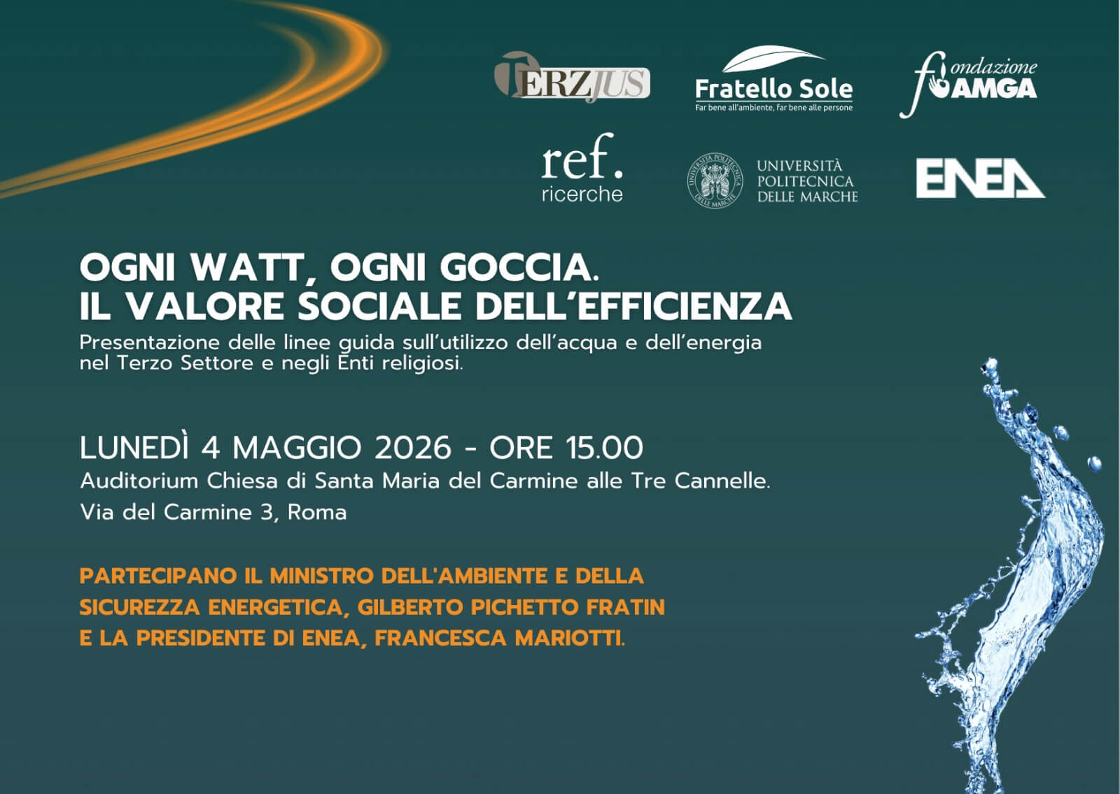 Prof.ssa Anna Laura Eusebi di UNIVPM WWEELab relatrice all’evento nazionale su acqua ed efficienza energetica del Terzo Settore a Roma