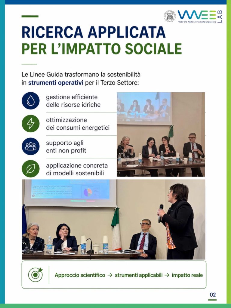 Presentazione delle Linee Guida nazionali sull’efficienza idrica nel Terzo Settore durante l’evento istituzionale a Roma con il contributo di UNIVPM.