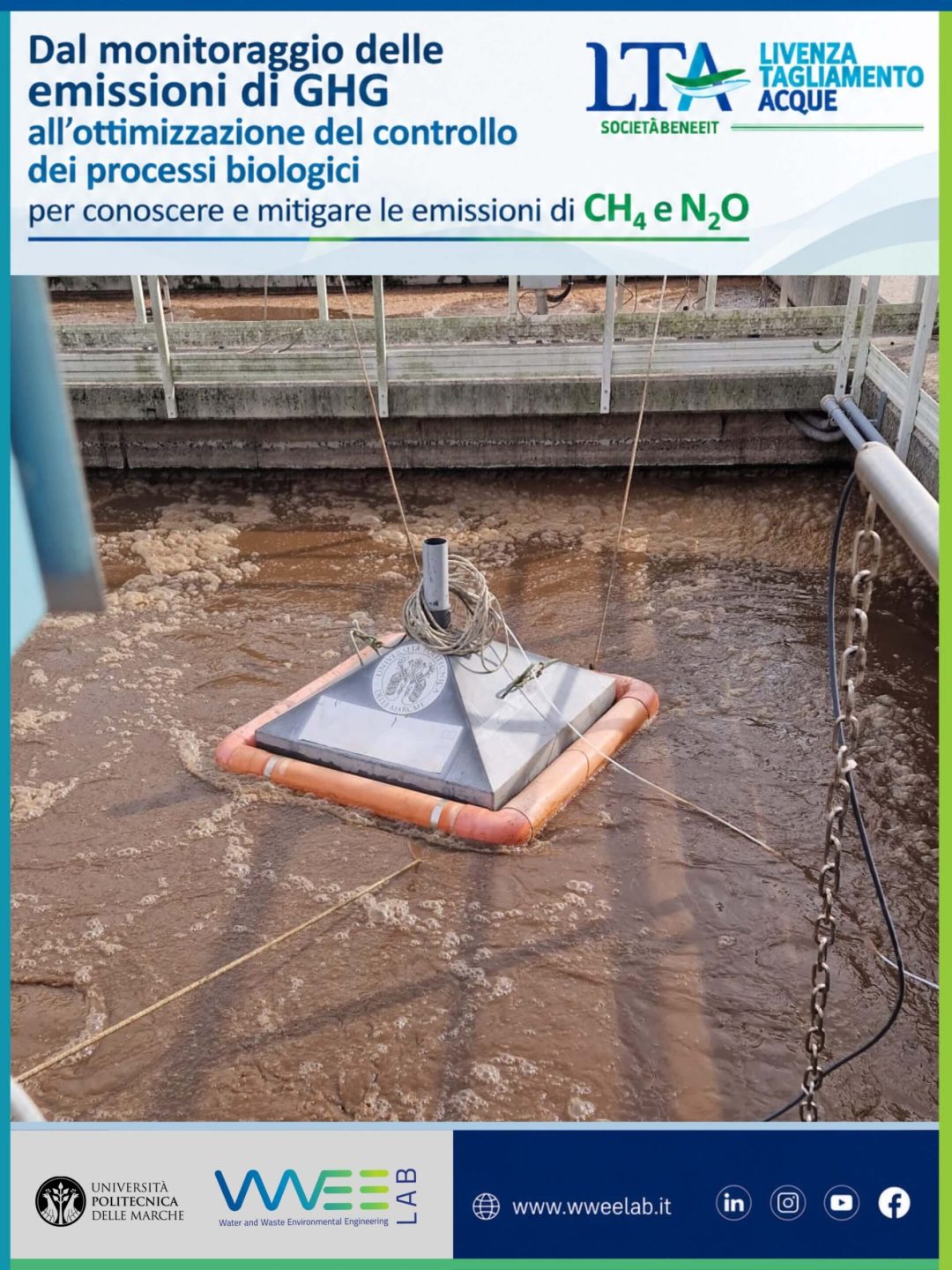 Monitoraggio delle emissioni di GHG CH4 e N2O presso il depuratore di Cordenons con WWEELab e Livenza Tagliamento Acque
