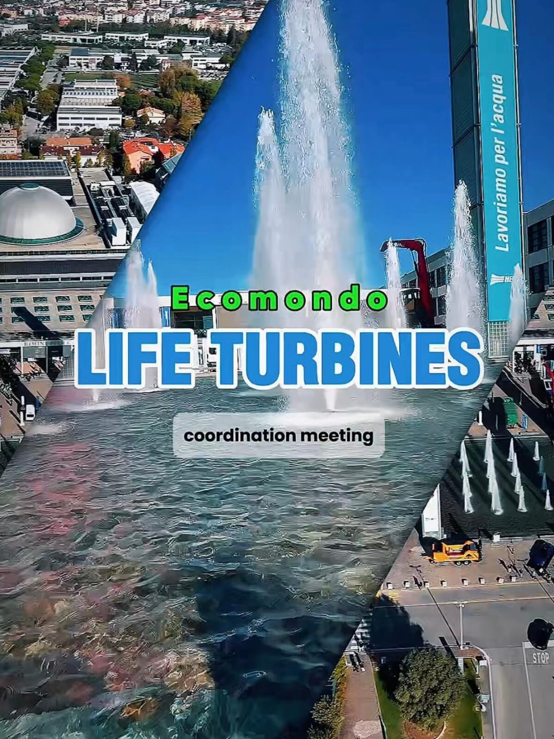 Il team del progetto LIFE TURBINES durante la presentazione ad Ecomondo 2025 con i partner Global Omnium, ITE, Acquedotto del Fiora, REDINN e UNIVPM – WWEELab