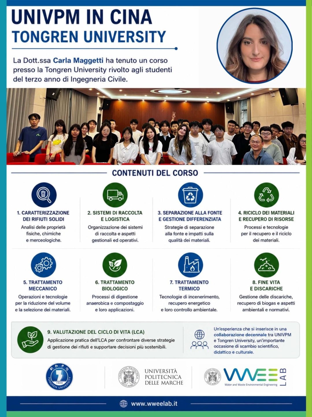 La Dott.ssa Carla Maggetti del gruppo di ricerca WWEELab in China