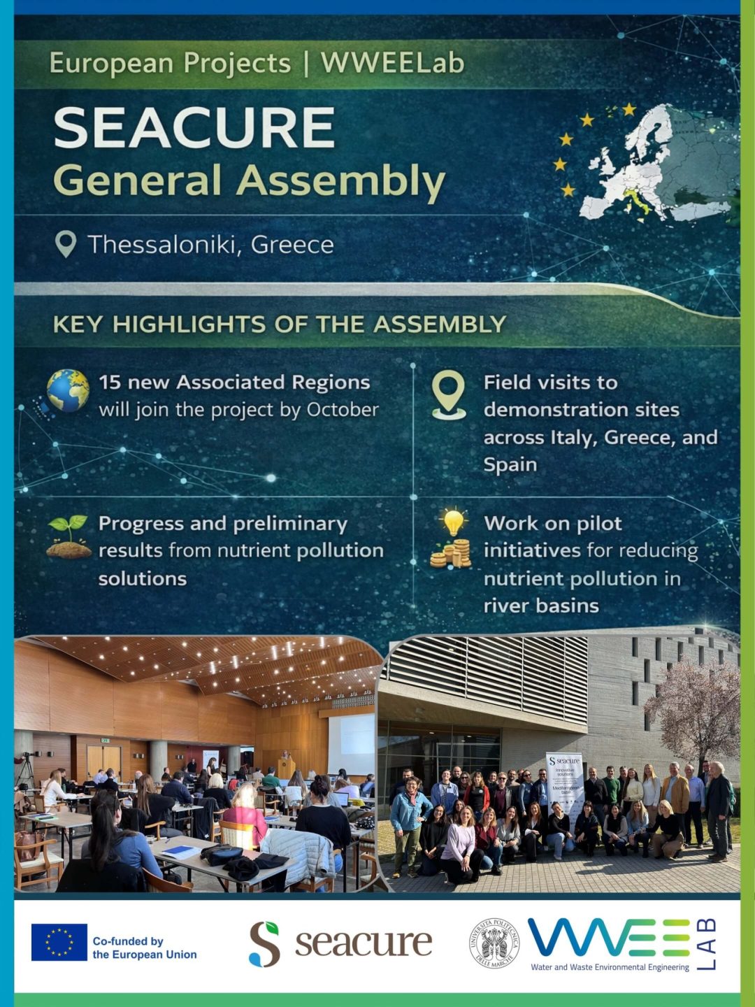 WWEELab Università Politecnica delle Marche alla General Assembly del progetto europeo SEACURE a Thessaloniki con partner internazionali e attività sui sistemi di gestione dei nutrienti