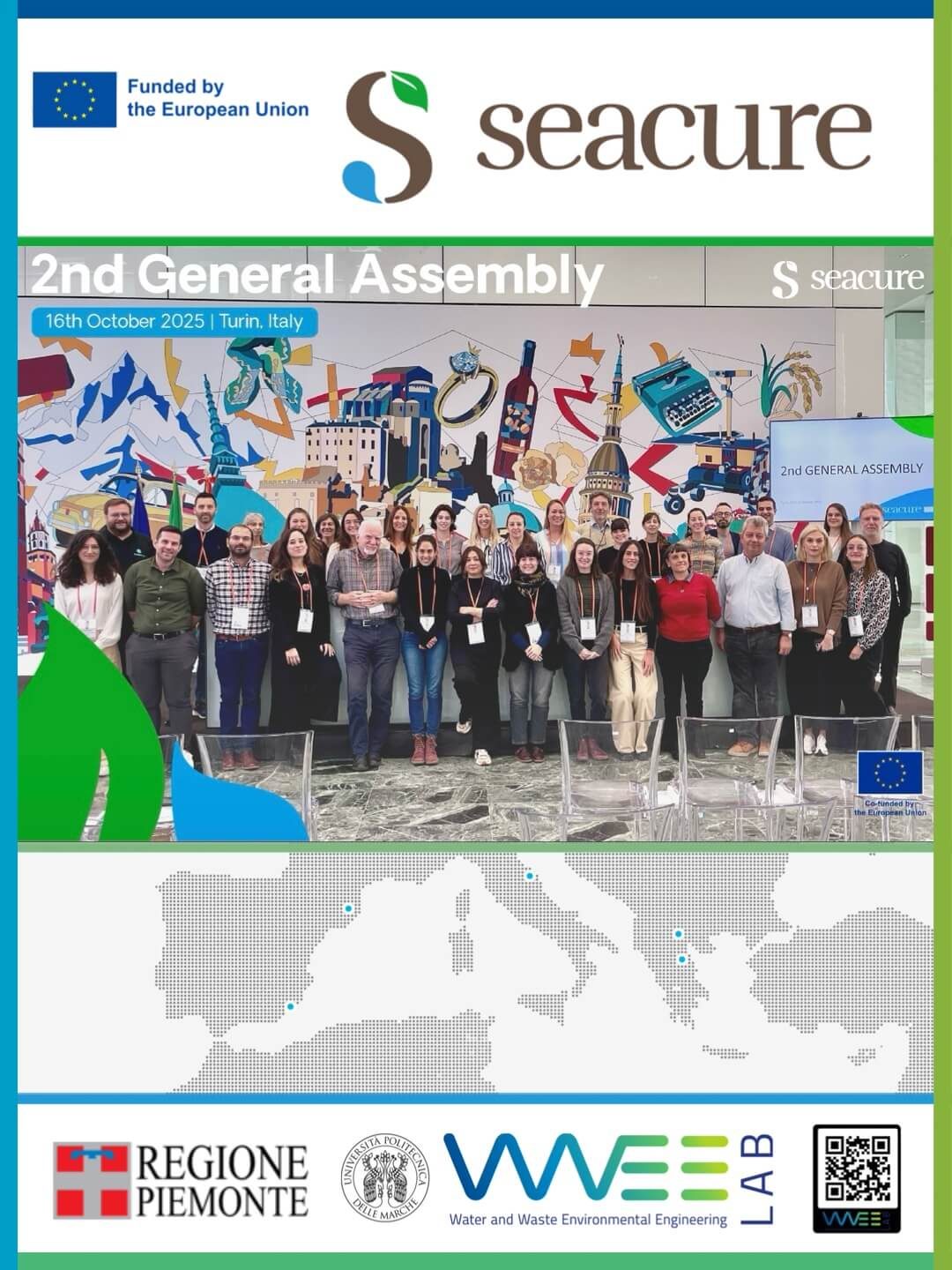 WWEELab team UNIVPM alla Seconda Assemblea Generale del progetto europeo SEACURE a Torino, dedicata alla riduzione dell’inquinamento da nutrienti nel Mediterraneo.