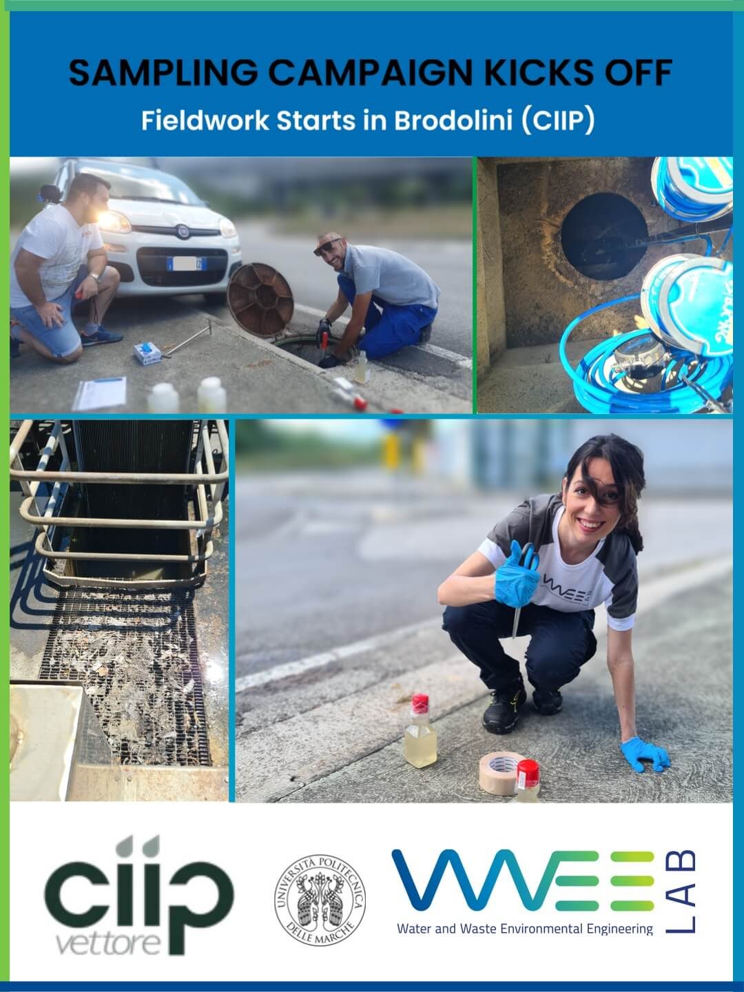 Immagine della campagna di monitoraggio avviata dal WWEELab con CIIP sulla linea fognaria Brodolini a San Benedetto del Tronto per analisi ambientali e idrauliche