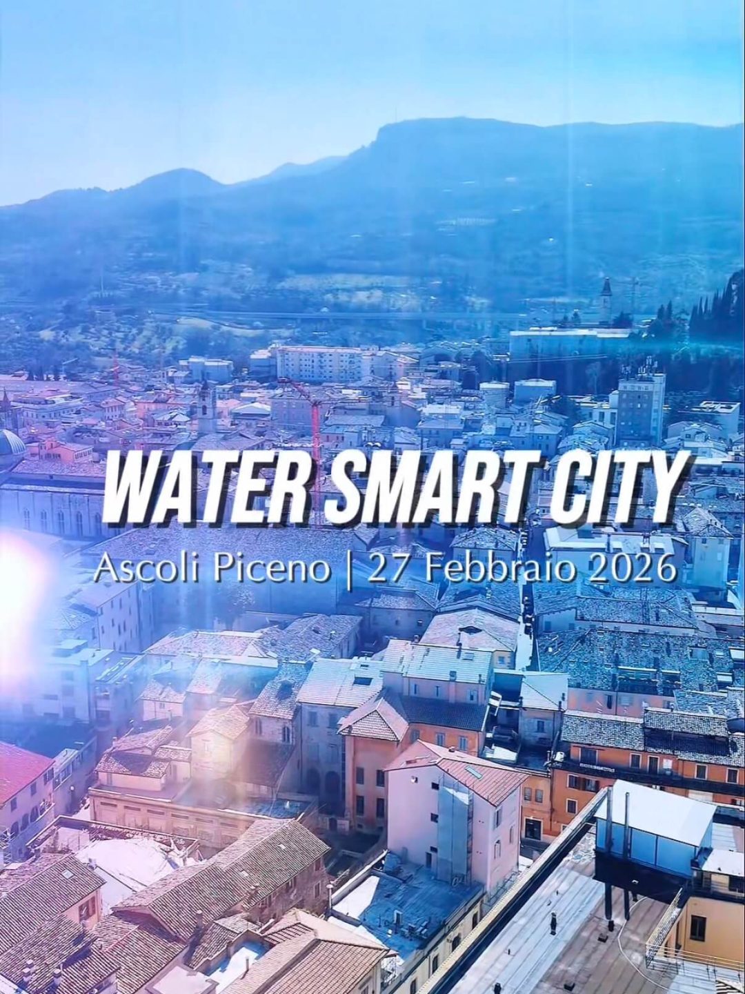 Convegno Water Smart City presso il Teatro dei Filarmonici di Ascoli Piceno con intervento del Prof. Francesco Fatone e rappresentanti istituzionali su gestione idrica e digitalizzazione.