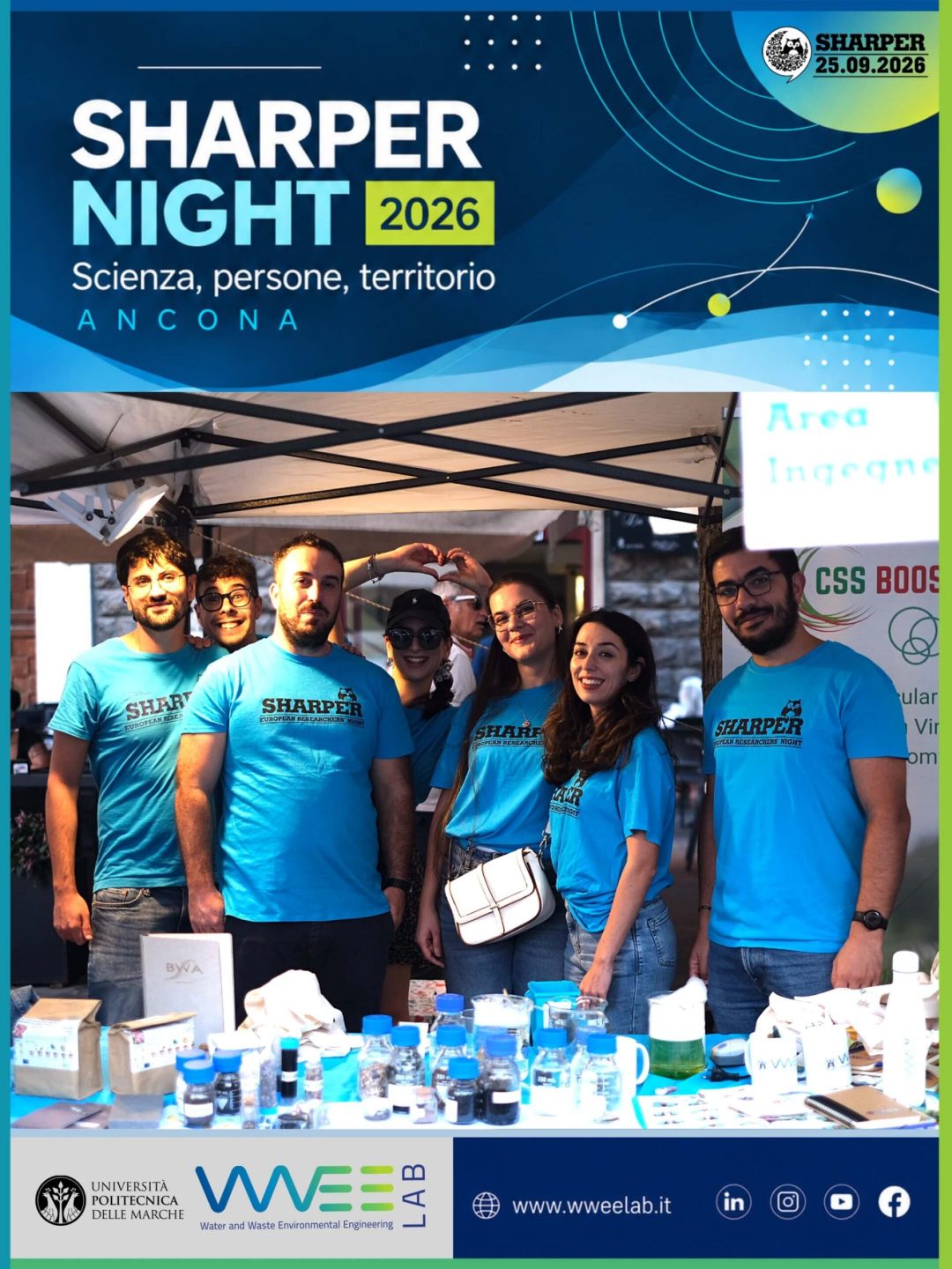 WWEELab alla SHARPER Night 2026 ad Ancona con lo stand dedicato all’Acqua Circolare